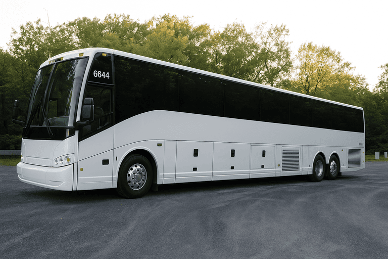 exterior of Charter Bus Rental Tyler coach bus